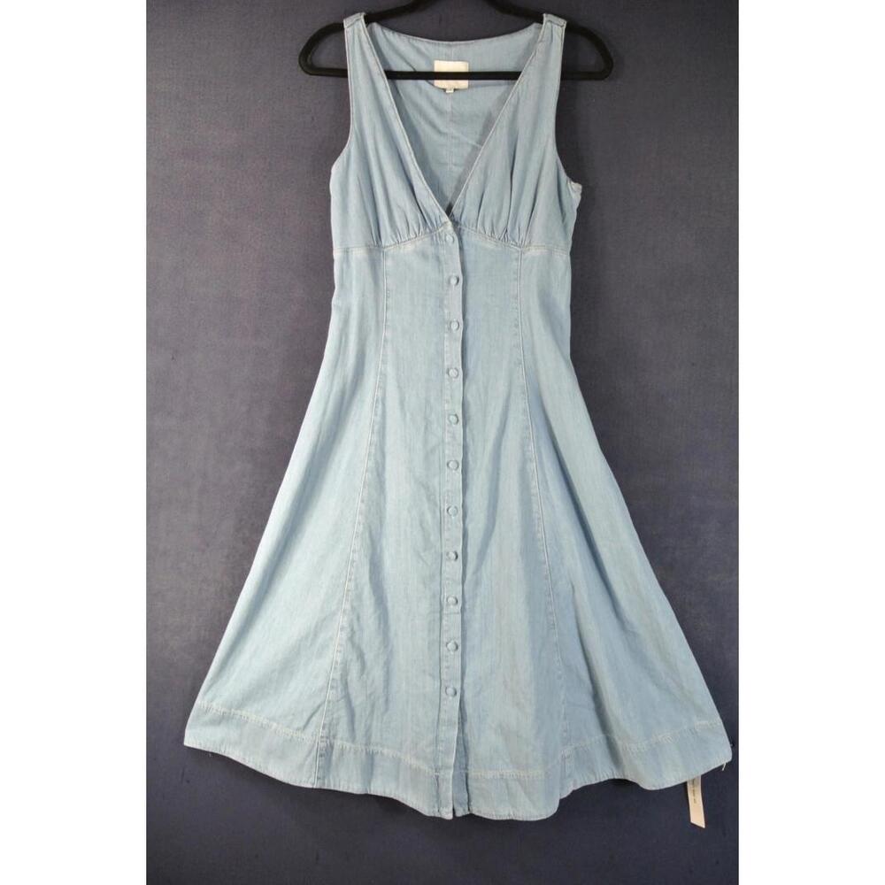 NEW, REFORMATION Sebastien Denim Midi Dress Size 4 #MD818 - Picture 7 of 12